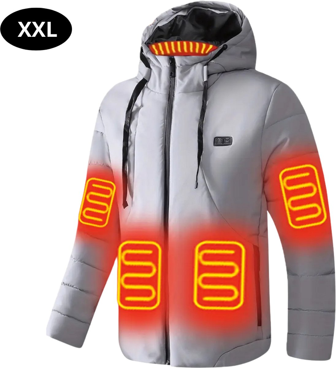 Livano Verwarmde Jas Heating Jacket Thermo Jas Elektrische Kleding Jas Met Verwarming Met Capuchon Heren Grijs