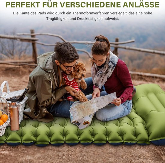 Opblaasbare kampeerslaapmat - Kampeerluchtbed met voetpomp en kussen - Klein pakket opblaasbaar matras compact en lichtgewicht - Geschikt voor buiten - 190 * 68 * 10 cm -Grijs van Lunelax — afbeelding 3