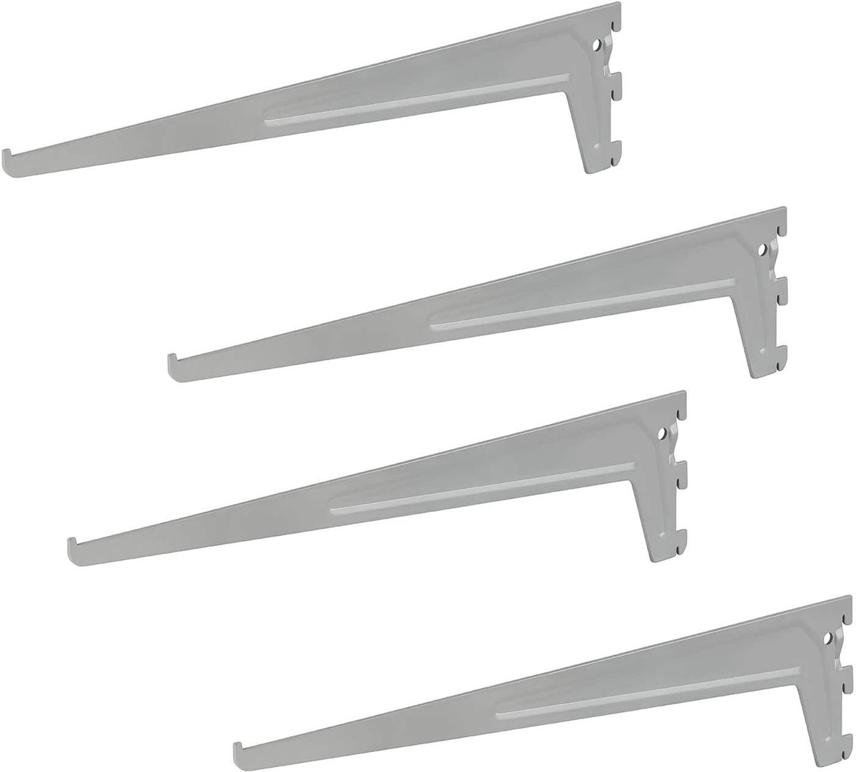 4 x siwitec enkelgatsdragers 500 x 50 mm in aluminium wit, plankdrager voor een plankrailsysteem