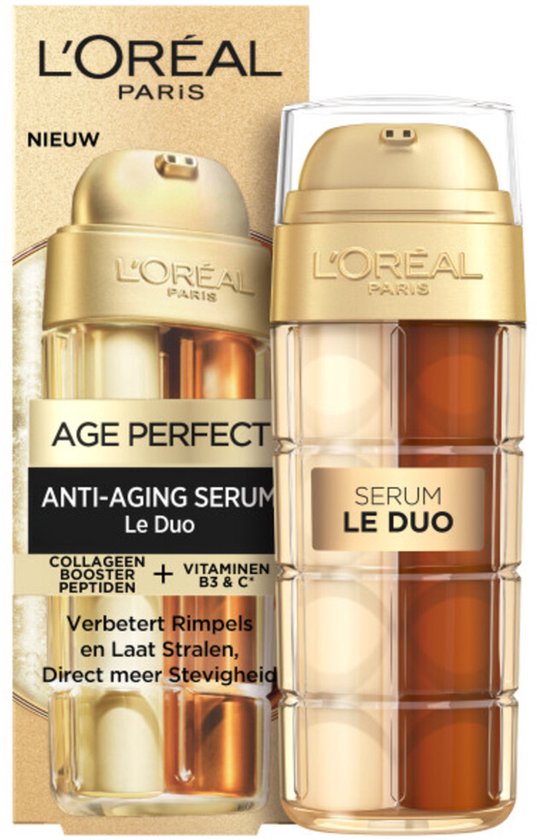 L’Oréal Paris Age Perfect Anti-Aging Serum Le Duo - Vermindert Tekenen van Veroudering - met Collageen Booster Peptiden & Vitamines B3 & C* - 30ml