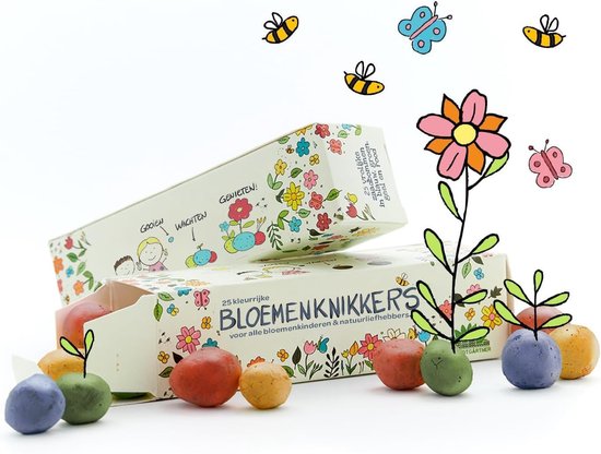 Bloemenknikkers Bloemenzaad - kleurrijke zaadbommen - 25 stuks - handgemaakt met natuurlijke kleurstof - weggeef cadeautjes - Bloembommetjes, Zaadbommetjes, Seedbombs