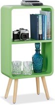 relaxdays boekenkast 2 vakken - boekenrek met houten poten - vakkenkast - kinderkast groen