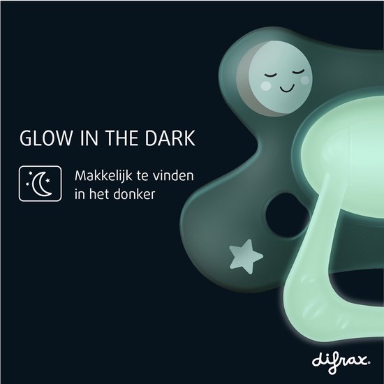 Difrax Natural Fopspeen - 18+ Maanden - Glows in the Dark - 4 Stuks van Merkloos — afbeelding 3