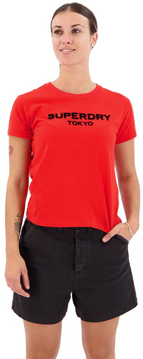 Superdry Sport Luxe Graphic Fitted T-shirt Met Korte Mouwen 2XS Vrouw Rood