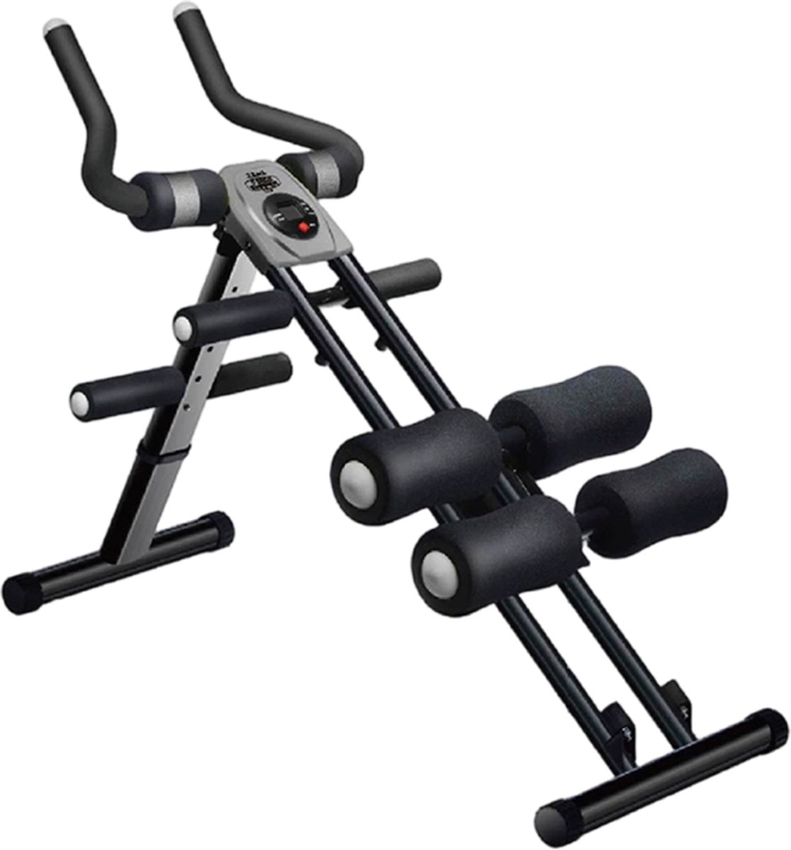 1x buiktrainer – 5 instelbare weerstanden buikspiertrainers – opvouwbare ab trainer met rechte glijbaan – multifunctioneel voor thuisgebruik – Grijs