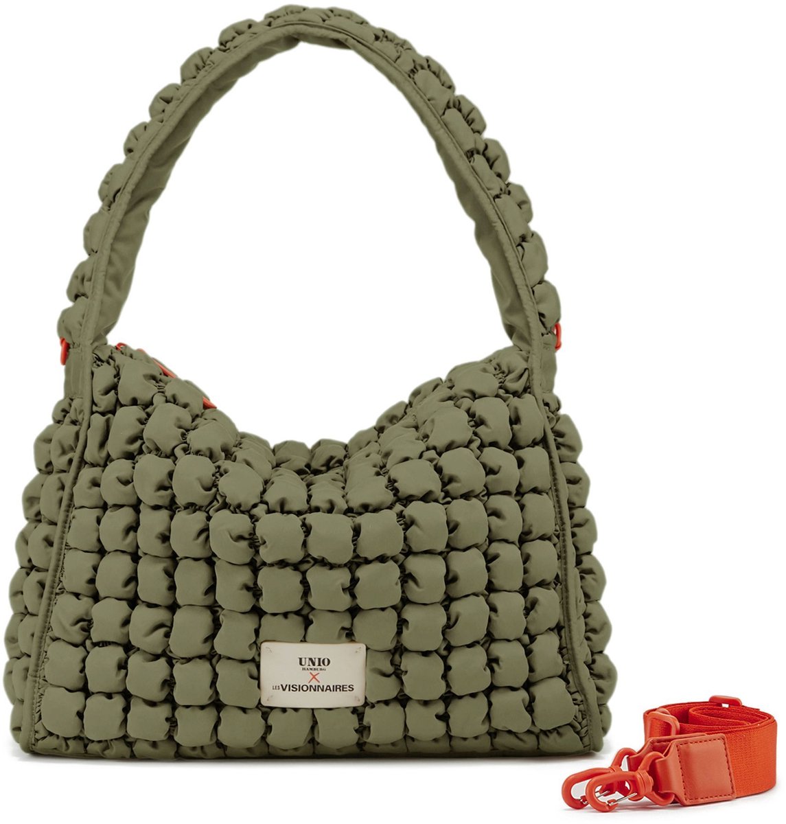 Unio Hamburg x Les Visionnaires schoudertas Bubble Unio Hobo Deep Forest olijfgroen