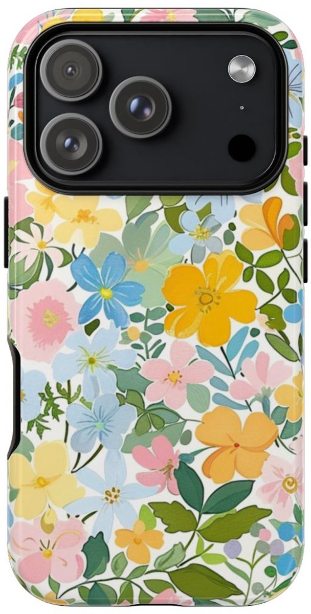 Vrolijk Pastel Bloemenpatroon – Telefoonhoesje Geschikt voor iPhone 17 Pro