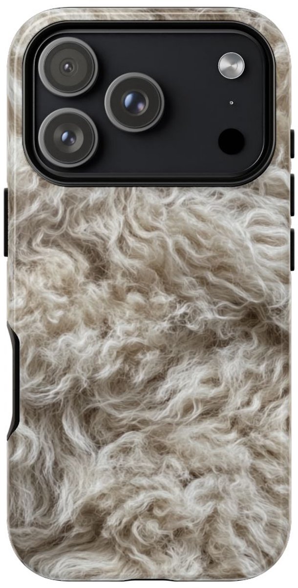 Natuurlijke Krullende Schapenvachtstructuur – Telefoonhoesje Geschikt voor iPhone 17 Pro