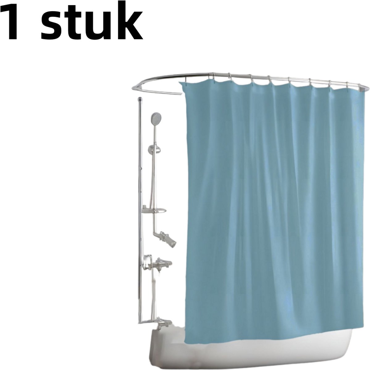 1 stuk - Douchegordijn - Waterdicht - Geschikt voor badkamer- en toiletschermgordijn - 1 meter breed en 1,1 meter hoog [met gatring] - Blauw