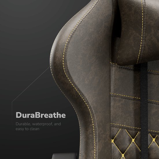 HICON® Gaming Stoel - Ergonomische Gaming stoel met Voetsteun - Comfort Gaming Chair - Vittoria - Bruin