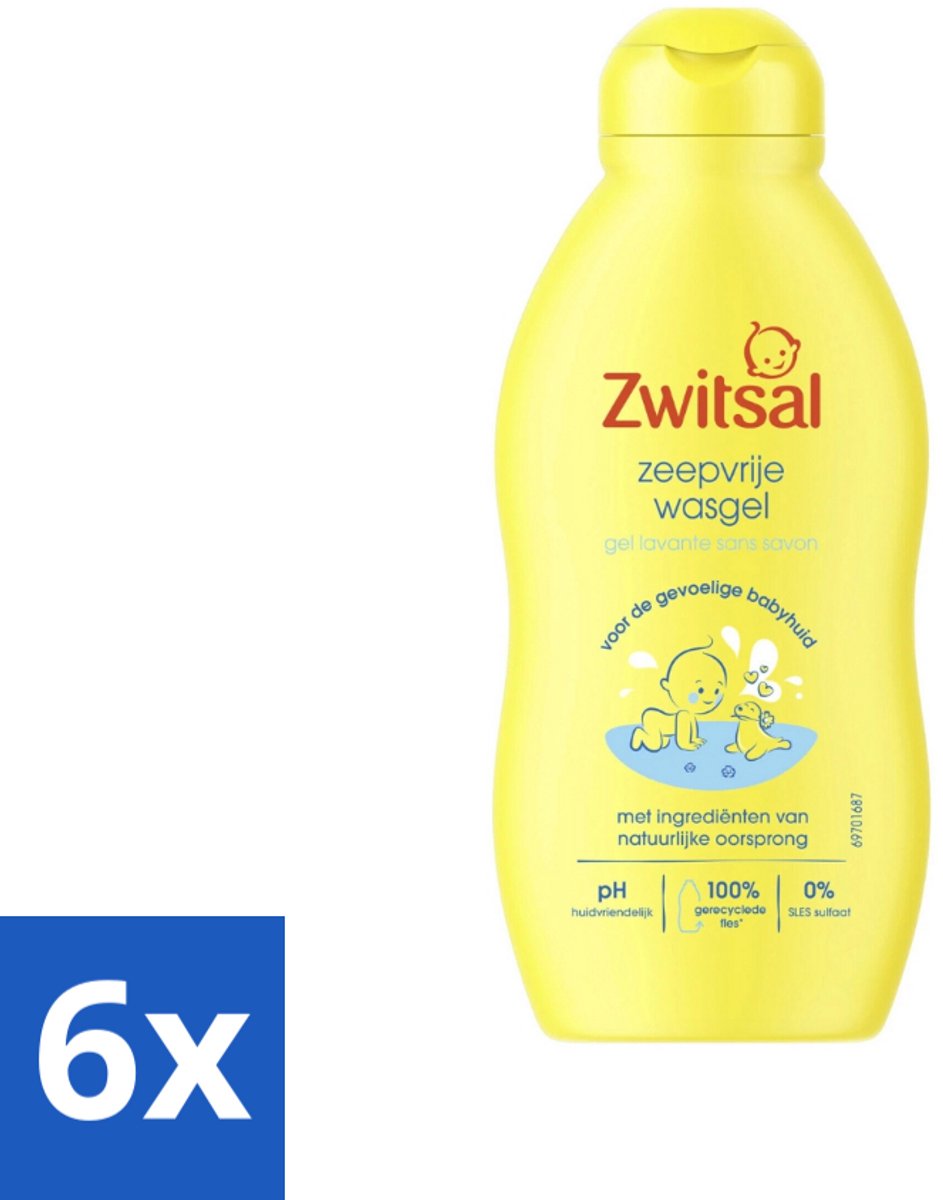 Image of 6 x Zwitsal Zeepvrije Wasgel 200 ml - Babywasgel - Babyhuid - Gevoelige Babyhuid - Milde Reiniging - SLES-vrij