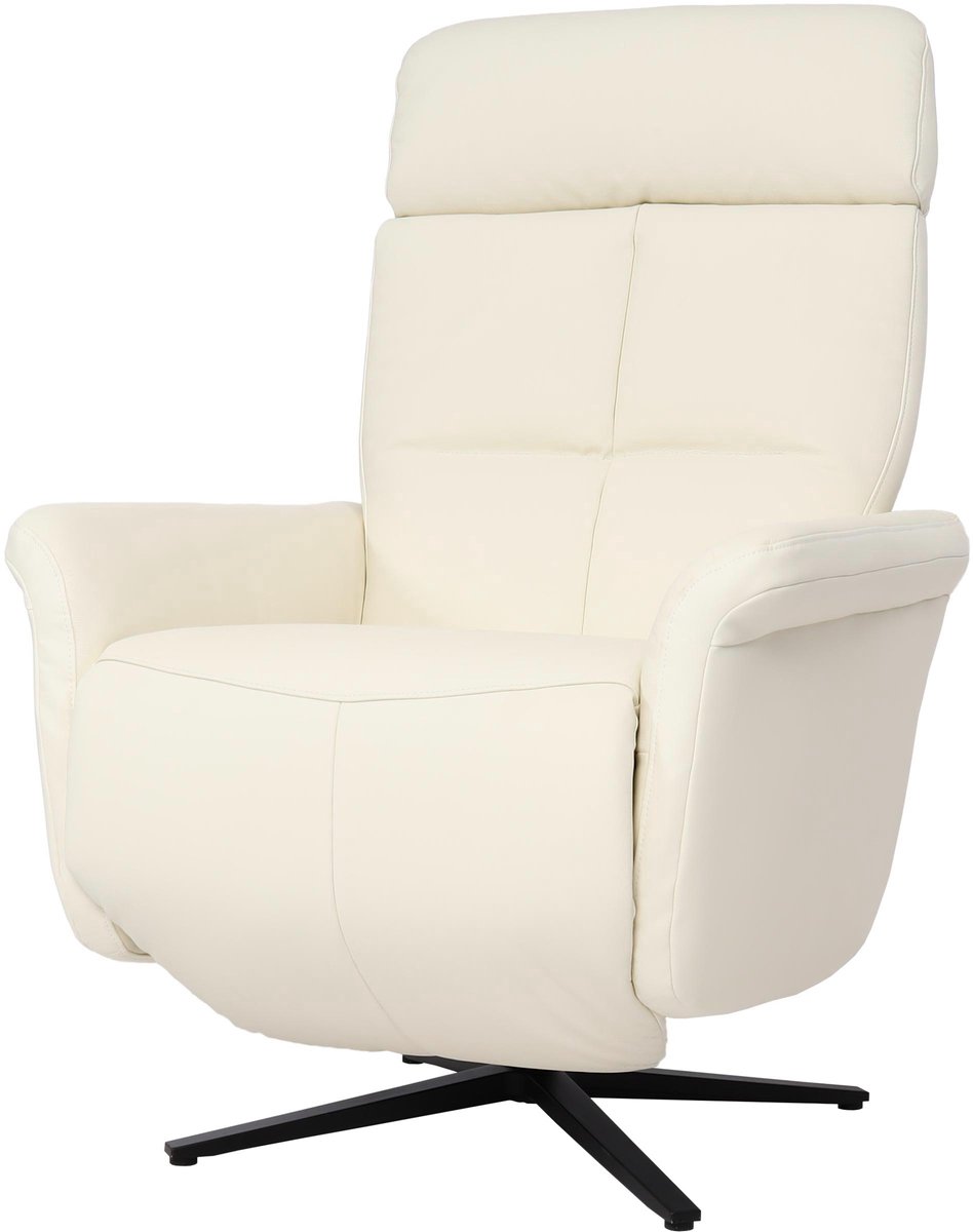 MCW Relaxfauteuil MCW-L10, design tv-fauteuil, ligfauteuil, verstelbare ligfunctie ~ crèmewit