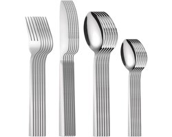 Bestekset van 24 stuks voor 6 personen, roestvrij staal, vork, mes, lepelset, kampeerbestek, huishoudbestek, feestbestek, restaurantbestek, servies, vaatwasserbestendig
