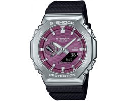Casio G-Shock GBM-2100A-4BER Classic Heren Horloge Zilverkleurig/Roze Analoog-Digitaal - Achthoekig - Bluetooth Solar - Schokbestendig