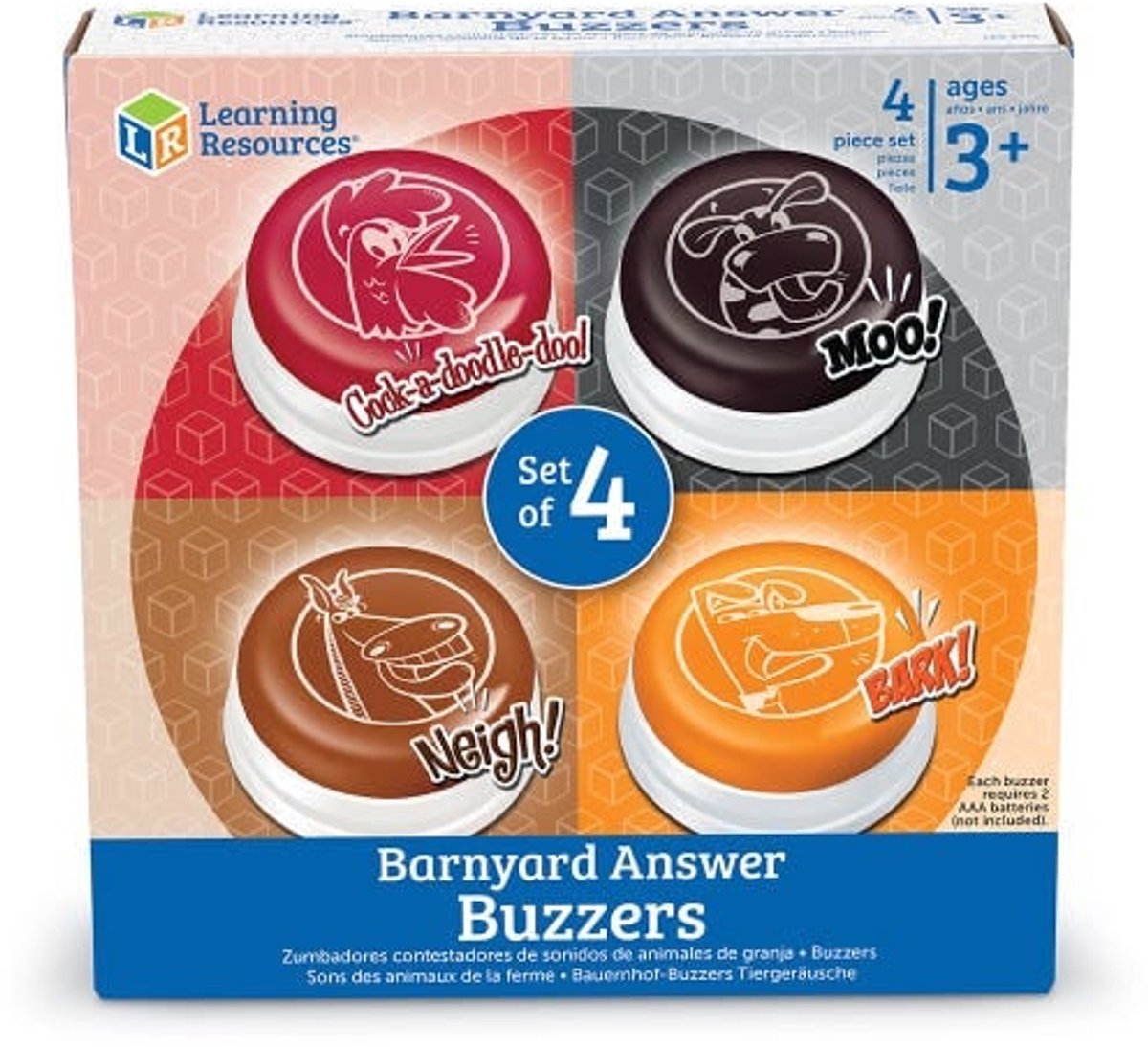 Learning Resources Antwoord buzzers dierengeluiden (set van 4)