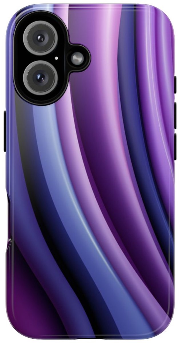 Paars-Blauw Gebogen Abstract Patroon – Telefoonhoesje Geschikt voor iPhone 16