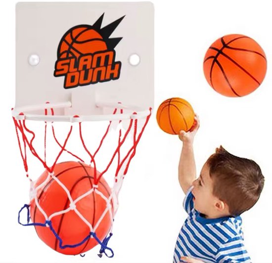 Mini Panier De Basket 16,2x12 Cm – Avec 2 Balles, Pompe, Ventouses – Pour Bureau, Chambre, Intérieur
