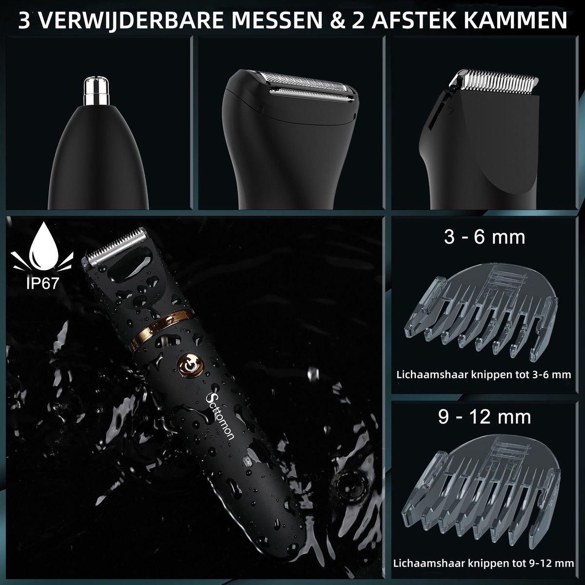 Hatteker Scttomon 3-in-1 Elektrische Heren Trimmer thumbnail 5