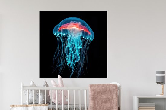 Muurstickers - Sticker Folie - Kwal - Tentakels - Blauw - Licht - 100x100 cm - Plakfolie - Muurstickers Kinderkamer - Zelfklevend Behang XXL - Zelfklevend behangpapier - Stickerfolie