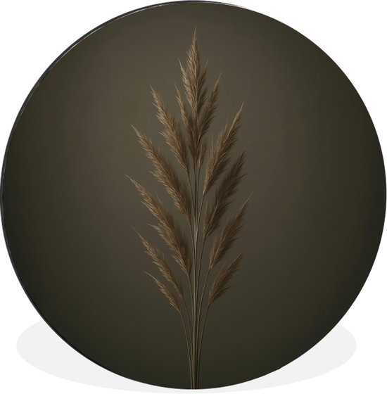 WallCircle - Wandcirkel - Muurcirkel - Tak - Pluimgras - Donkerbruin - Aluminium - Dibond - 30x30 cm - Binnen en Buiten