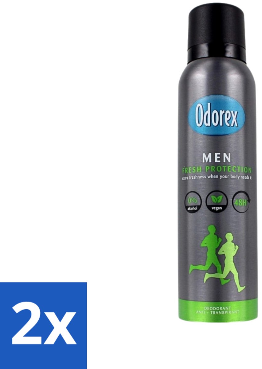 2 x Odorex Deodorant Spray For Men Fresh Protection 150 ml - Mannelijke Deodorant - Frisheid - Zweetbescherming - Sportieve Geur - Zweetgeur