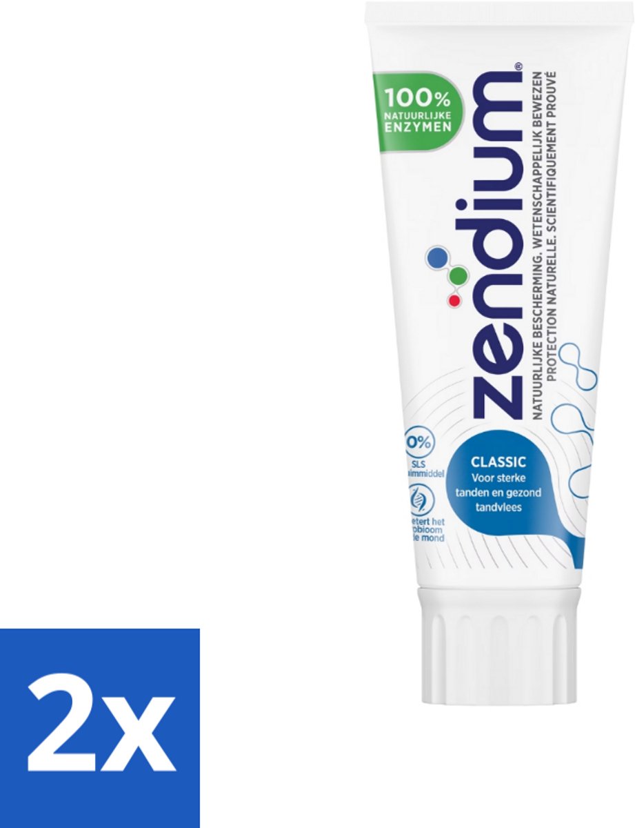 2 x Zendium Tandpasta Classic 75 ml - Tandpasta - Natuurlijke Enzymen - Gezond Microbioom - Fluoride - Gaatjes