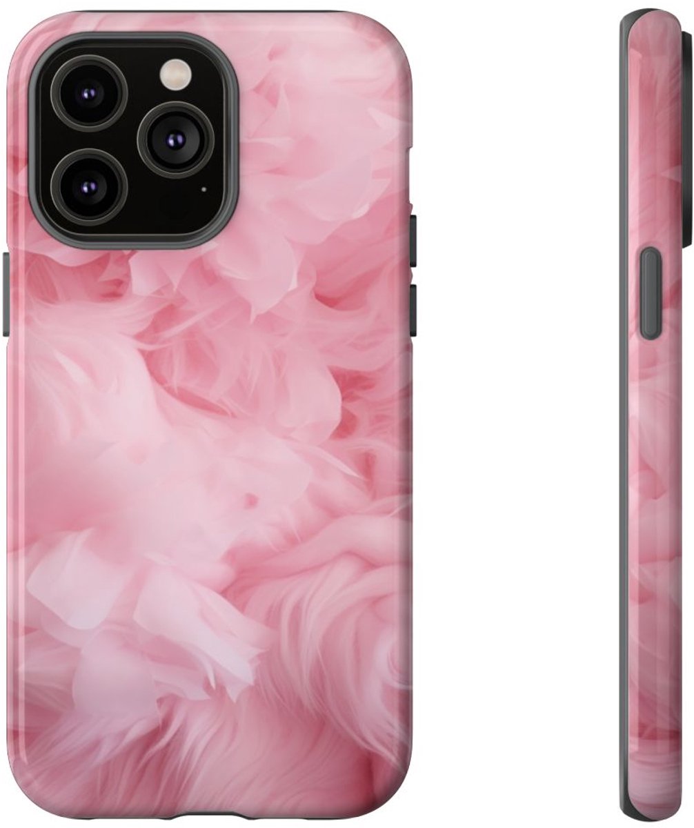 Zachtroze Textuur met Stofpatroon – Telefoonhoesje Geschikt voor iPhone 14 Pro Max