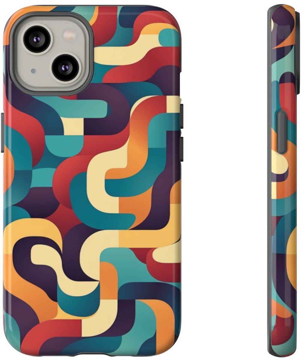 Kleurrijk Abstract Gebogen Patroon – Telefoonhoesje Geschikt voor iPhone 14