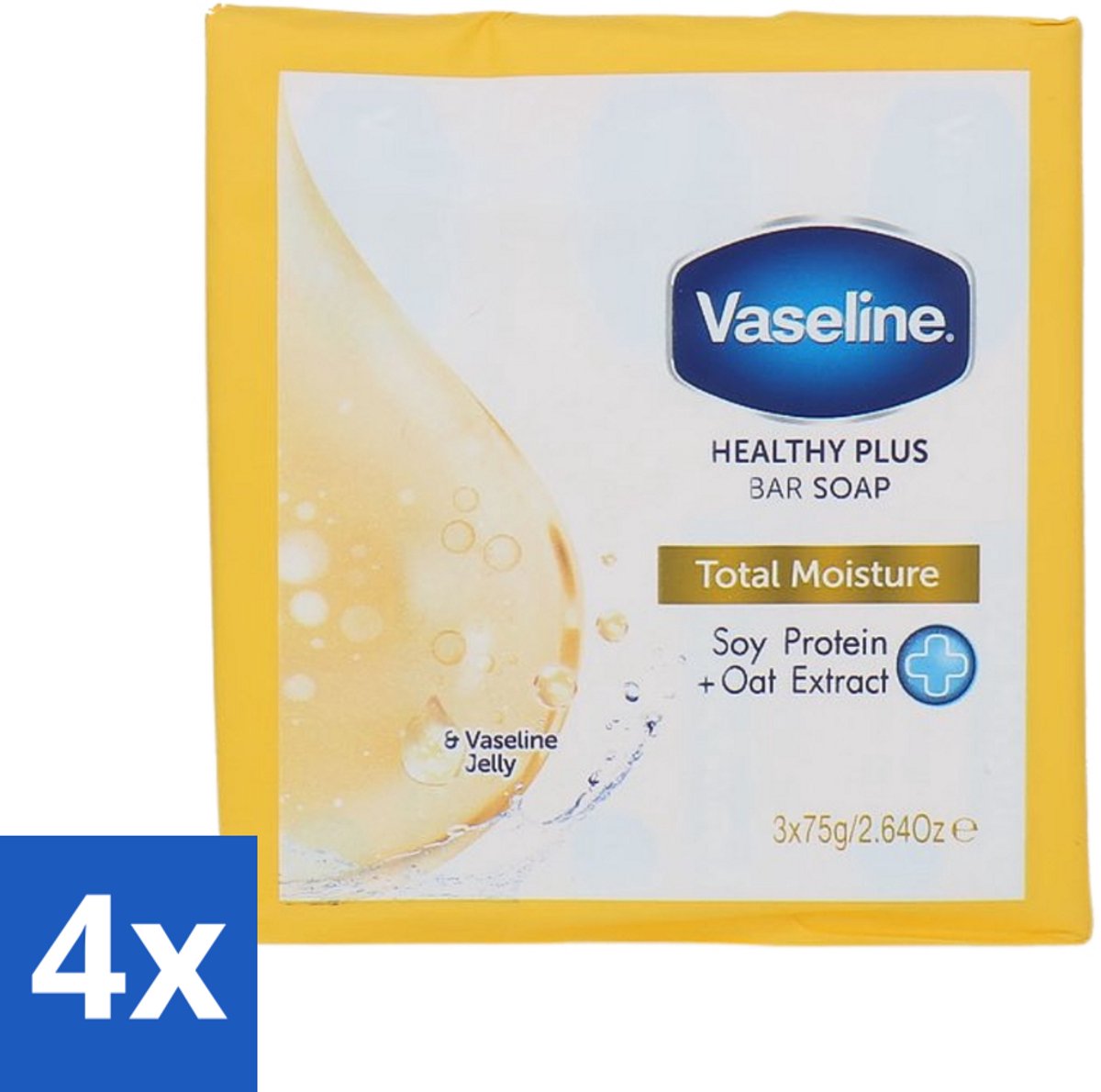 4 x Vaseline - Total Moisture - Zeeptablet - Healthy Plus - 3x75 g - Zeep - Huidverzorging - Hydratatie - Reiniging - Gezond Huid