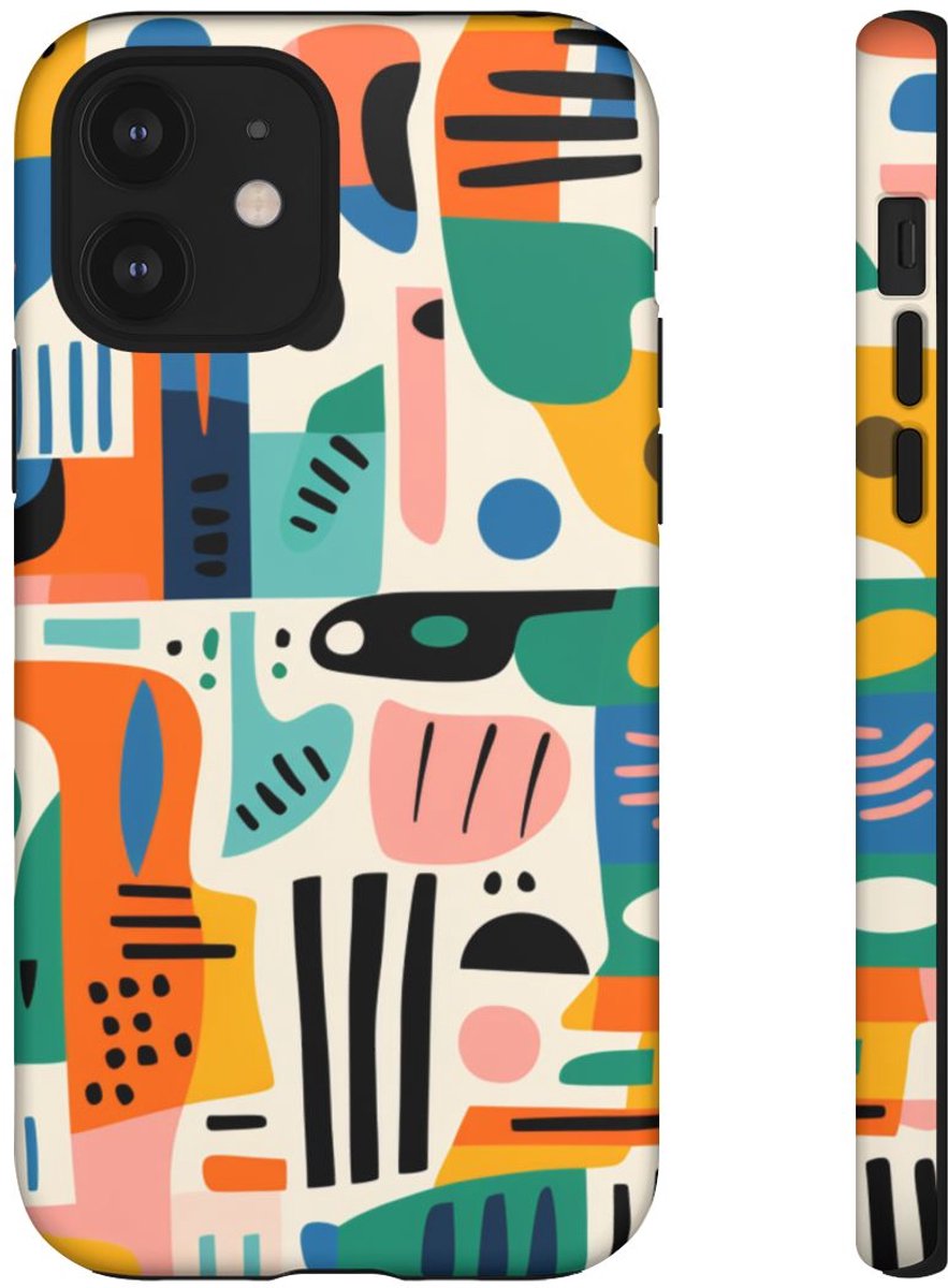 Kleurrijk Abstract Geometrisch Patroon – Telefoonhoesje Geschikt voor iPhone 12