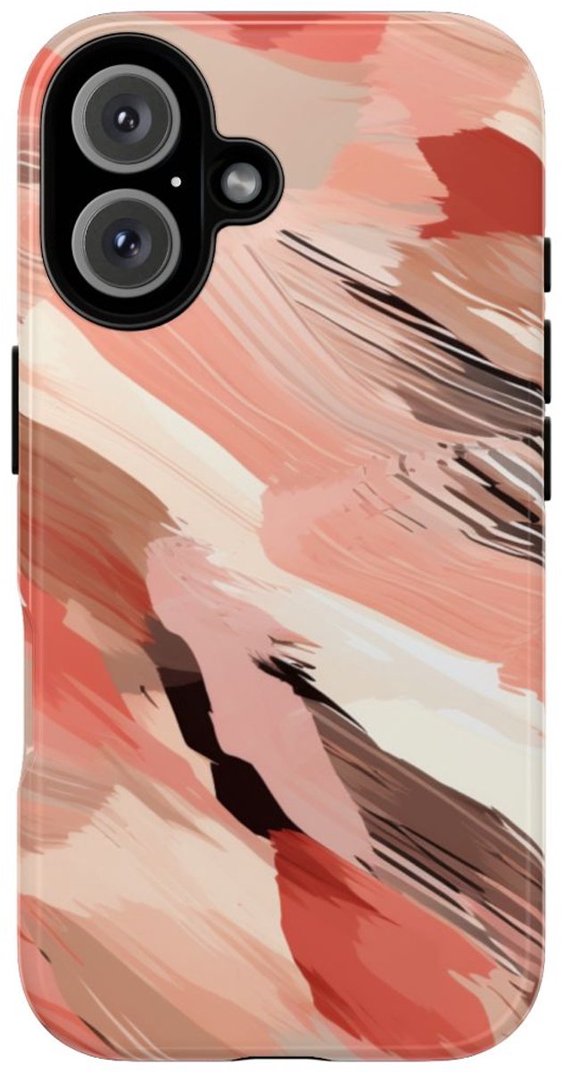 Abstracte Koraalkleurige Penseelstreken – Telefoonhoesje Geschikt voor iPhone 16