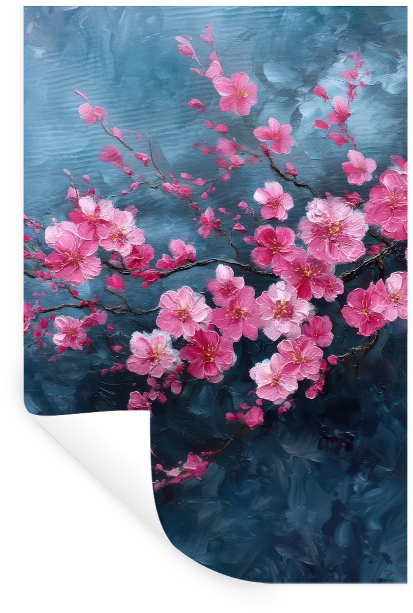 Muurstickers - Sticker Folie - Bloem - Bloesems - Roze - Abstract - 80x120 cm - Plakfolie 