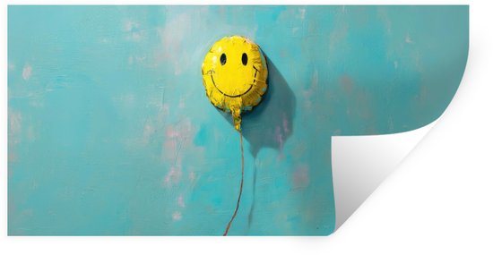 Muurstickers - Sticker Folie - Ballon - Geel - Smiley - 40x20 cm - Plakfolie - Muurstickers Kinderkamer - Zelfklevend Behang - Zelfklevend behangpapier - Stickerfolie