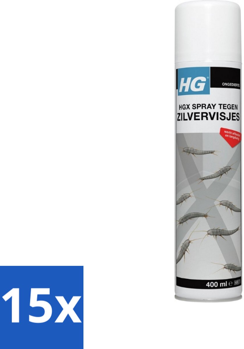 15 x HG X Tegen Zilvervisjes 400 ml - Zilvervisjes Bestrijding - Zilvervisjes In Huis - Zilvervisjes Bestrijding Spray - Zilvervisjes Bestrijding 400 Ml - Zilvervisjes Bestrijding Langdurig