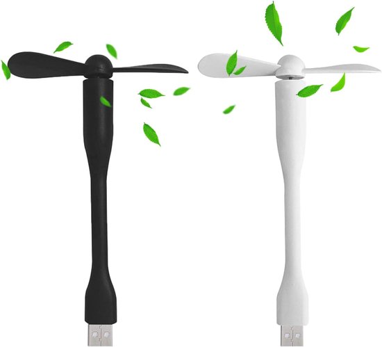 Mini USB-ventilator 2 stuks, flexibele bureauventilator met zachte siliconen bladen, stil en draagbaar
