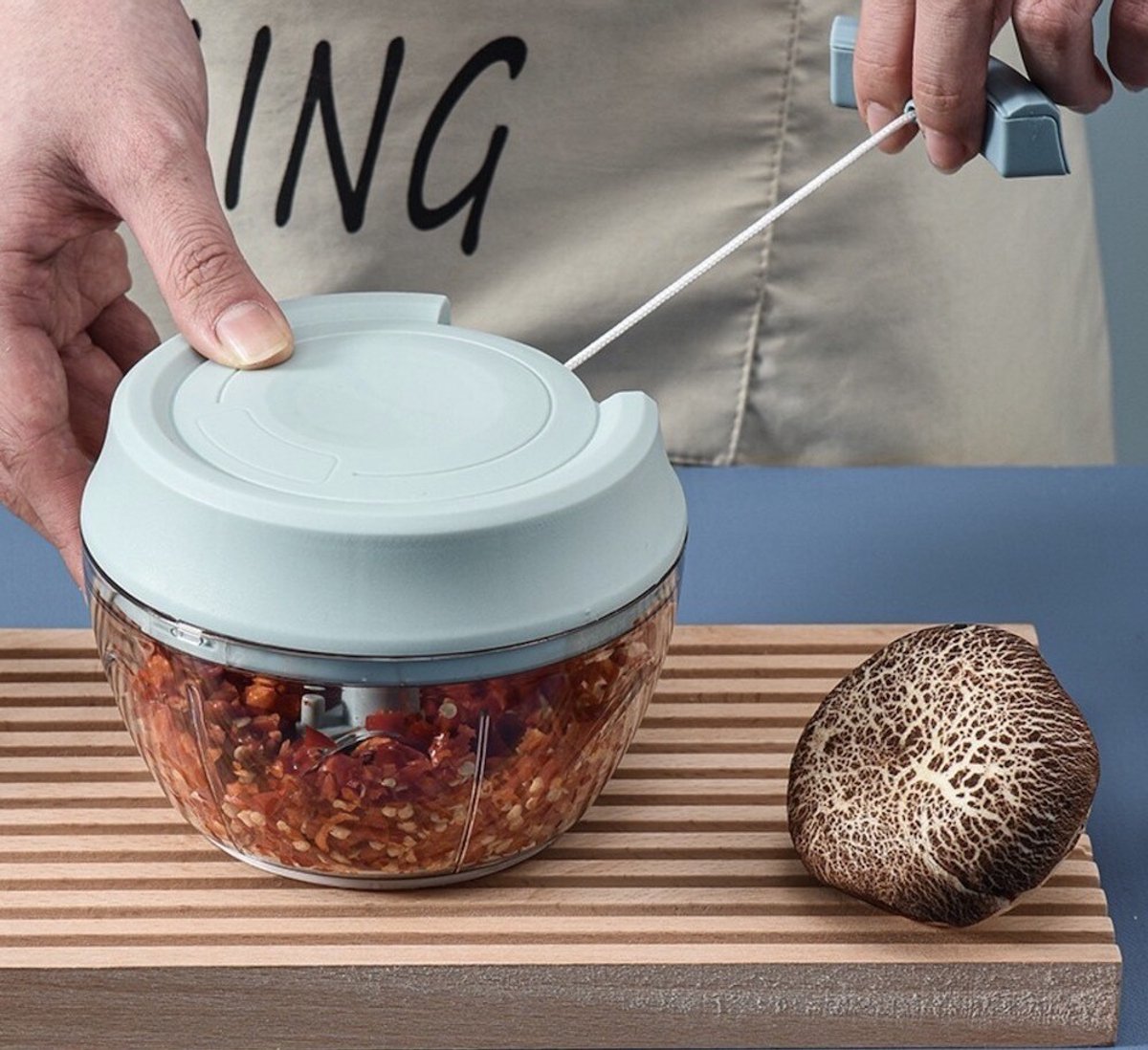 Handmatige knoflook- en uienhakker, vleesmolen, fruit- en groentevermaler, blender