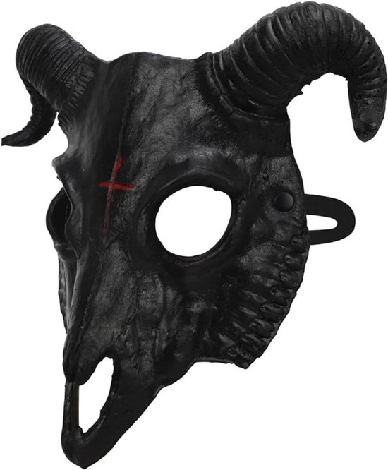 Goodivery® - Halloween-Masker - Halloween-kostuum - Halloween-kostuum voor Volwassenen -Halloween Demon Devil Mask - Horror Half Face - Monster Cosplay Kostuum - 29x28cm - Geit-zwart