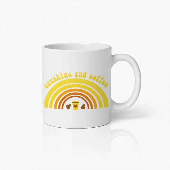 Sunshine and Coffee Koffiemok 330ml – Retro Regenboog Ontwerp Mok – Leuk Cadeau voor Koffieliefhebbers & Ochtendenergie