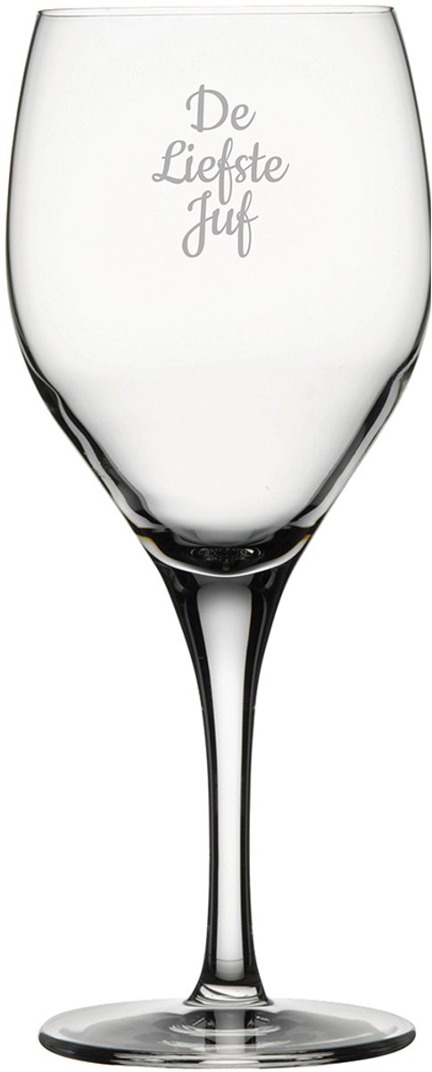 Gegraveerde witte wijnglas 34cl De Liefste Juf
