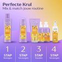 Stappen voor het stylen van krullend haar met Andrélon Perfecte Krul producten.