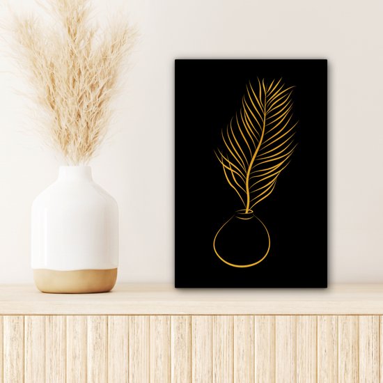 Pot de peinture sur toile - Plante - Line au trait - Goud - 20x30 cm - Décoration murale