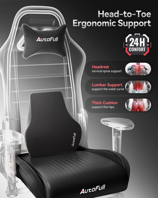 Gaming stoel met verstelbare rugleuning en voetensteun - Ergonomisch ontwerp voor optimaal comfort — afbeelding 5