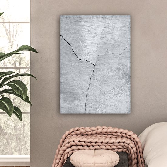 Tableau sur toile Béton - Fissure - Grijs - 60x80 cm - Décoration murale
