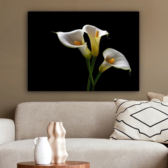 Canvas schilderij 80x60 cm - Wanddecoratie Planten - Bloemen - Wit - Natuur - Botanisch - Muurdecoratie woonkamer - Slaapkamer decoratie - Kamer accessoires - Schilderijen op canvas