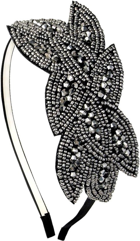 IYOU Veer Gatsby Hoofddeksel Zwart Strass 1920s Flapper Hoofdband Prom Kostuum Bruiloft Haaraccessoires voor Vrouwen