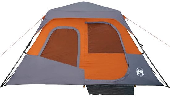 vidaXL - Tent - 6-persoons - waterdicht - snelontgrendeling - grijs - en - oranje van Vidaxl — afbeelding 4