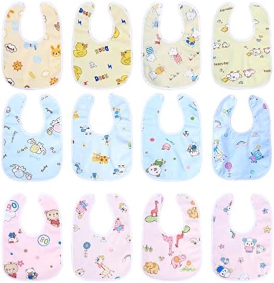 Vicloon Slabbetjes Met Mouwen, 5 Stuks Waterdichte Slabbetje Met Lange Mouwen Unisex-Slabbetjes, Patronen Geschikt voor Kinderen van 6-24 maanden - neushoorn/uil/vlinder/walvis/zeewier