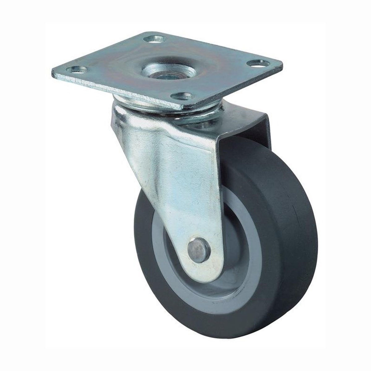 Zwenkwiel 50Mm Rubber Grijs