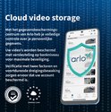 Smartphone toont cloud videobewaking met beveiligingslogo.