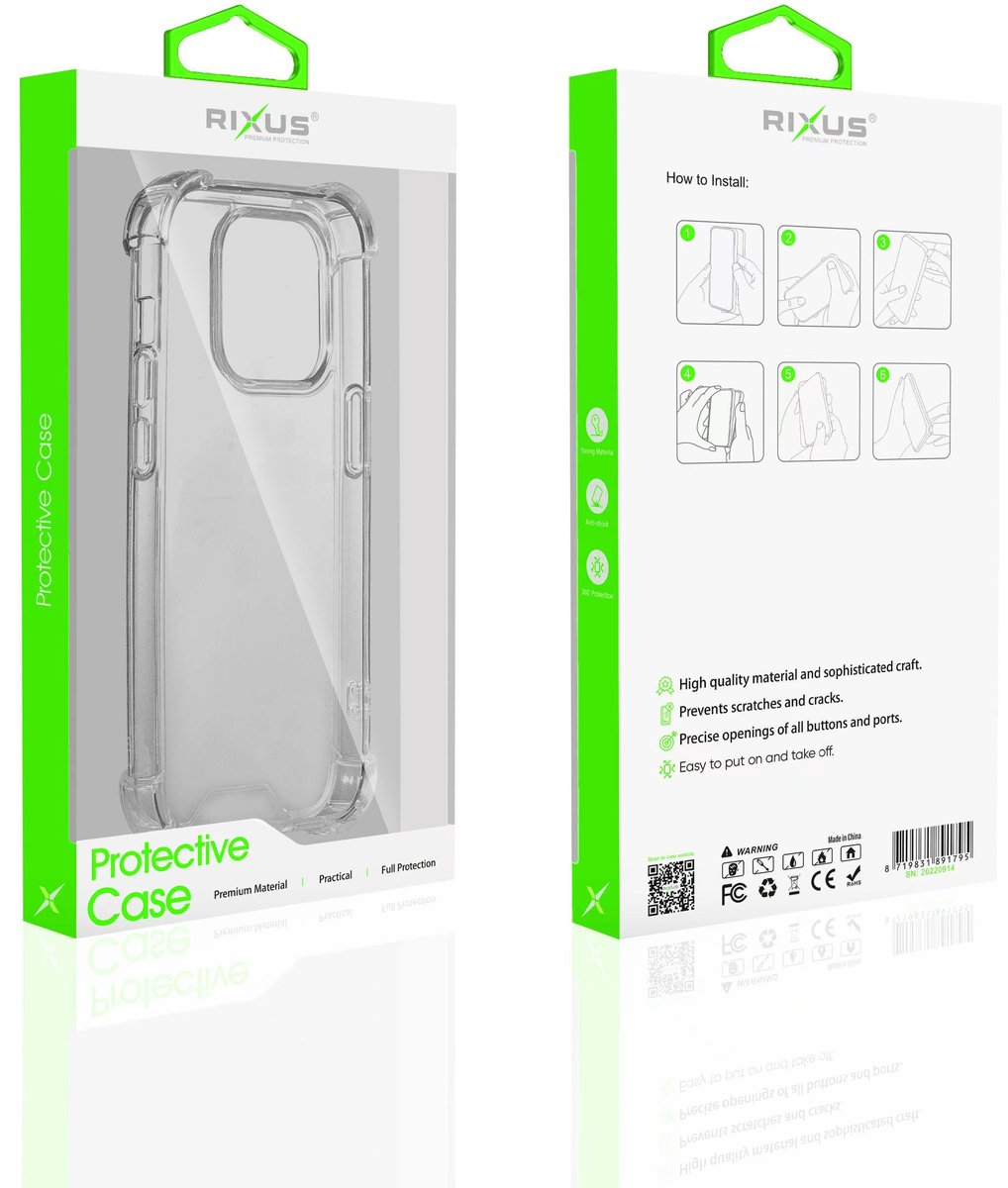 Rixus Anti-Burst Case For Apple iPhone 14 Pro Max Transparent